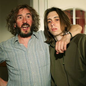 Saxondale. Image shows from L to R: Tommy (Steve Coogan), Raymond (Rasmus Hardiker)