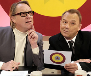 Shooting Stars. Image shows from L to R: Vic Reeves, Bob Mortimer. Copyright: Channel X / Pett Productions