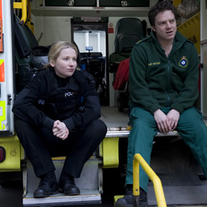 Sirens. Image shows from L to R: Sgt Maxine Fox (Amy Beth Hayes), Stuart Bayldon (Rhys Thomas). Copyright: Daybreak Pictures