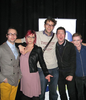 Sketchorama. Image shows from L to R: Max Olesker, Laura Corcoran, Humphrey Ker, Ben Cottam, Matthew Floyd Jones. Copyright: The Comedy Unit