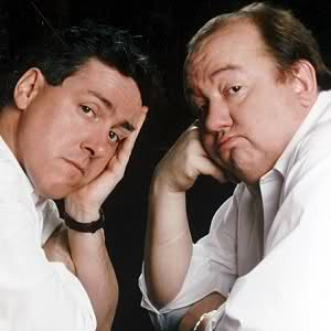 Alas Smith & Jones. Image shows from L to R: Griff Rhys Jones, Mel Smith. Copyright: BBC