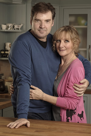 Starlings. Image shows from L to R: Terry (Brendan Coyle), Jan (Lesley Sharp). Copyright: Baby Cow Productions