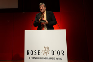 Stephen Fry receives award at Rose d'Or Awards 2015. Stephen Fry