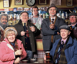 Still Game. Image shows from L to R: Navid Harrid (Sanjeev Kohli), Isa Drennan (Jane McCarry), Jack Jarvis (Ford Kiernan), Boabby (Gavin Mitchell), Victor McDade (Greg Hemphill), Tam Mullen (Mark Cox), Winston Ingram (Paul Riley). Copyright: The Comedy Unit / Effingee Productions Still Game. Image shows from L to R: Navid Harrid (Sanjeev Kohli), Isa Drennan (Jane McCarry), Jack Jarvis (Ford Kiernan), Boabby (Gavin Mitchell), Victor McDade (Greg Hemphill), Tam Mullen (Mark Cox), Winston Ingram (Paul Riley). Copyright: The Comedy Unit / Effingee Productions