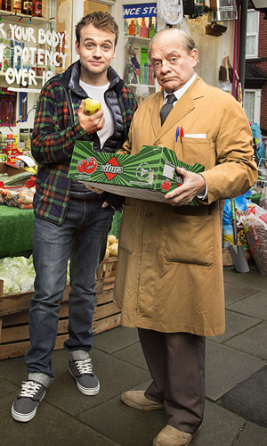 Still Open All Hours. Image shows from L to R: Leroy (James Baxter), Granville (David Jason). Copyright: BBC