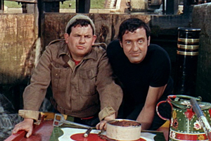 The Bargee. Image shows from L to R: Ronnie (Ronnie Barker), Hemel Pike (Harry H. Corbett). Copyright: Associated British Picture Corporation