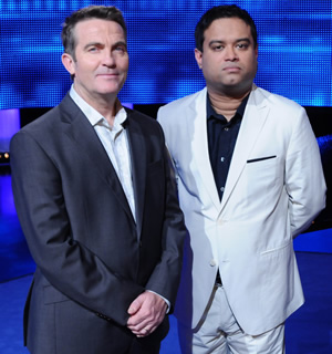 The Chase. Image shows from L to R: Bradley Walsh, Paul Sinha