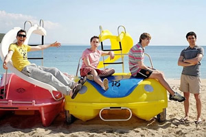 The Inbetweeners Movie. Image shows from L to R: Neil Sutherland (Blake Harrison), Simon Cooper (Joe Thomas), Jay Cartwright (James Buckley), Will MacKenzie (Simon Bird). Copyright: Bwark Productions