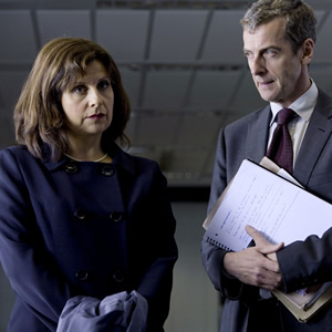 The Thick Of It. Image shows from L to R: Nicola Murray (Rebecca Front), Malcolm Tucker (Peter Capaldi). Copyright: BBC