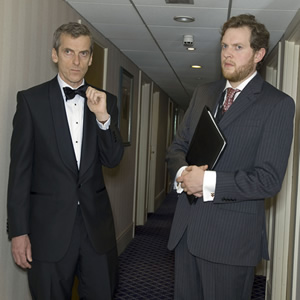 The Thick Of It. Image shows from L to R: Malcolm Tucker (Peter Capaldi), John Duggan (Miles Jupp). Copyright: BBC