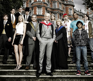 Trinity. Image shows from L to R: Dorian Gaudain (Christian Cooke), Ross Bonham (David Oakes), Rupert (Liam Bergin), Rosalind Gaudain (Isabella Calthorpe), Jonty Millingden (Tom Hughes), Dr Gabriel Lloyd (Michael Higgs), Dr Edmund Maltravers (Charles Dance), Charlotte Arc (Antonia Bernath), Dr Angela Donne (Claire Skinner), Maddy Talbot (Elen Rhys), Theo Mackenzie (Reggie Yates), Raj Puri (Arnab Chanda), Angus Fergus (Mark Wood). Copyright: Roughcut Television