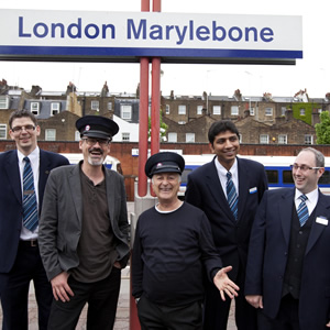 Richard and Tony with Chiltern Railways staff. Image shows from L to R: Richard Preddy, Tony Robinson