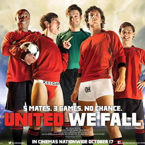 United We Fall. Image shows from L to R: Kwasi 'Modo' Amoako (Matthew Avery), Danny Keegan (Ryan Pope), Kurt 'Kurtzie' Kurtz (Jonathan Broke), Olly Hunter (Jack Donnelly), Stevo Fallis (James Rastall). Copyright: Magnet Films