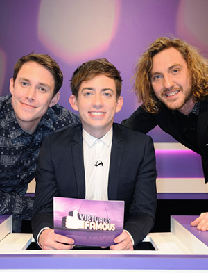 Virtually Famous. Image shows from L to R: Chris Stark, Kevin McHale, Seann Walsh. Copyright: Talkback / Hungry Bear Media