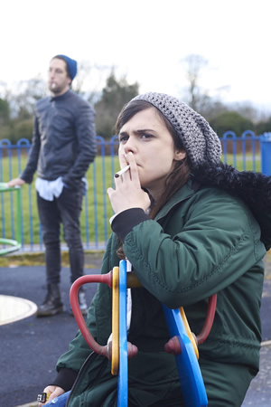 Wasted. Image shows from L to R: Kent (Dylan Edwards), Alison (Gwyneth Keyworth). Copyright: Angel Eye Media