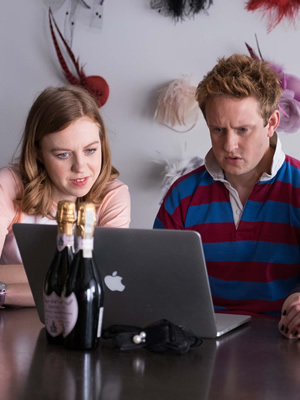 The Windsors. Image shows from L to R: Beatrice (Ellie White), Harry (Richard Goulding). Copyright: Noho Film and TV