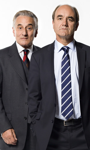 Yes, Prime Minister. Image shows from L to R: Sir Humphrey Appleby (Henry Goodman), Jim Hacker (David Haig). Copyright: BBC