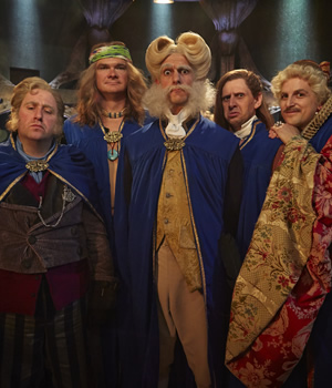 Yonderland. Image shows from L to R: Jim Howick, Simon Farnaby, Mathew Baynton, Laurence Rickard, Ben Willbond. Copyright: Working Title Films