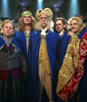 Yonderland. Image shows from L to R: Jim Howick, Simon Farnaby, Mathew Baynton, Laurence Rickard, Ben Willbond. Copyright: Working Title Films