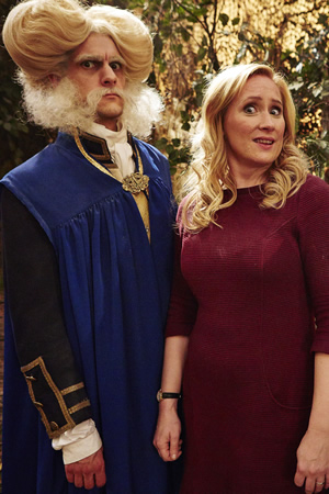 Yonderland. Image shows from L to R: Mathew Baynton, Debbie Maddox (Martha Howe-Douglas). Copyright: Working Title Films