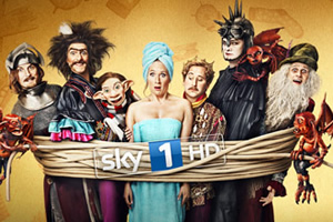 Yonderland. Image shows from L to R: Ben Willbond, Mathew Baynton, Debbie Maddox (Martha Howe-Douglas), Jim Howick, Simon Farnaby, Laurence Rickard. Copyright: Working Title Films