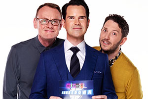 8 Out Of 10 Cats Does Countdown. Image shows from L to R: Sean Lock, Jimmy Carr, Jon Richardson. Copyright: Zeppotron