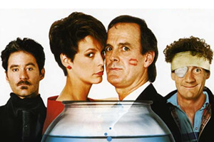 A Fish Called Wanda. Image shows from L to R: Otto West (Kevin Kline), Wanda Gershwitz (Jamie Lee Curtis), Archie Leach (John Cleese), Ken Pile (Michael Palin)