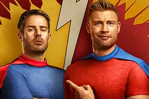 A League Of Their Own. Image shows from L to R: Jamie Redknapp, Andrew Flintoff. Copyright: CPL Productions