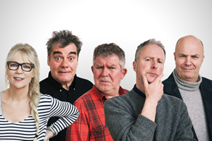 The Absolutely Radio Show. Image shows from L to R: Morwenna Banks, Gordon Kennedy, Moray Hunter, John Sparkes, Pete Baikie