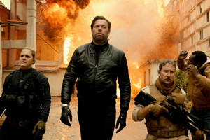 Action Team. Image shows from L to R: Monica (Laura Checkley), Logan (Tom Davis), Graham (Jim Howick), Huxley (Kayode Ewumi)