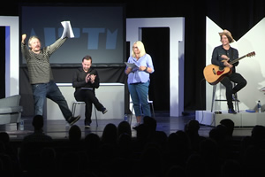 AIOTM. Image shows from L to R: Richard Herring, Dan Tetsell, Emma Kennedy, Christian Reilly