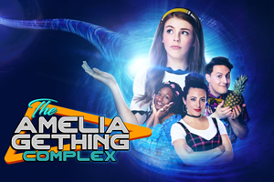 The Amelia Gething Complex. Image shows from L to R: Vinny (Jasmin Hinds), Amelia (Amelia Gething), Poppy (Natalia Hinds), Wallace (Alex Griffin-Griffiths). Copyright: BBC