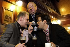 Argumental. Image shows from L to R: Rufus Hound, John Sergeant, Marcus Brigstocke. Copyright: Tiger Aspect Productions