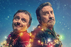 Bad Tidings. Image shows left to right: Scott (Chris McCausland), Neil (Lee Mack)