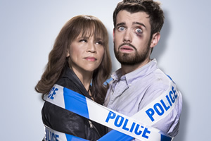 Bounty Hunters. Image shows from L to R: Nina Morales (Rosie Perez), Barnaby Walker (Jack Whitehall). Copyright: Cave Bear Productions