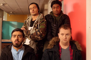 Brad Boyz. Image shows from L to R: Bash (Junaid Arshad), Syed (Ahmed Elmusrati), Sham (Nikhil Parmar), Steven (Jonny Pelham)