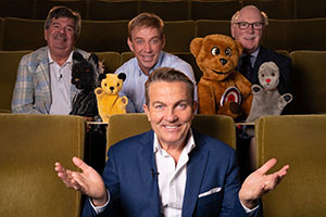 Bradley Walsh: When Dummies Took Over The World. Image shows from L to R: Bob Carolgees, Richard Cadell, Bradley Walsh, Roger De Courcey. Copyright: Over The Top Productions