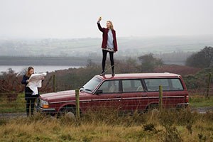 Burn Burn Burn. Image shows from L to R: Alex (Chloe Pirrie), Seph (Laura Carmichael). Copyright: Rather Good Films