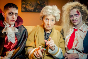 The Candy Gran. Image shows from L to R: Teen (Michael Stranney), Gran (Stella McCusker), Teen (Aimee Richardson)