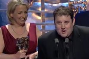 BAFTAs 2016. Image shows from L to R: Gill Isles, Peter Kay