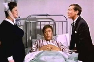 Carry On Doctor. Image shows from L to R: Matron (Hattie Jacques), Francis Bigger (Frankie Howerd), Dr. Tinkle (Kenneth Williams). Copyright: Peter Rogers Productions