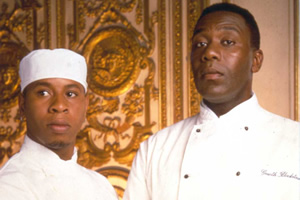 Chef!. Image shows from L to R: Everton Stonehead (Roger Griffiths), Gareth Blackstock (Lenny Henry)