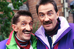 ChuckleVision. Image shows from L to R: Barry Chuckle (Barry Elliott), Paul Chuckle (Paul Elliott). Copyright: BBC