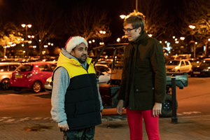 Click & Collect. Image shows from L to R: Dev D'Cruz (Asim Chaudhry), Andrew Bennett (Stephen Merchant)