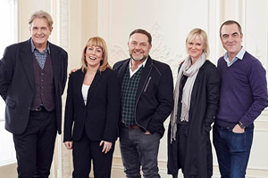 Cold Feet. Image shows from L to R: David Marsden (Robert Bathurst), Jenny Gifford (Fay Ripley), Pete Gifford (John Thomson), Karen Marsden (Hermione Norris), Adam Williams (James Nesbitt)