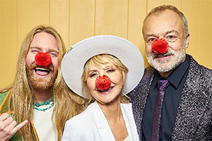 Comic Relief. Image shows left to right: Sam Ryder, Lulu, Graham Norton