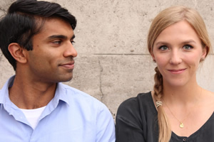 Cooking In A Bedsitter. Image shows from L to R: Deepak (Nikesh Patel), Trisha (Beattie Edmondson). Copyright: BBC