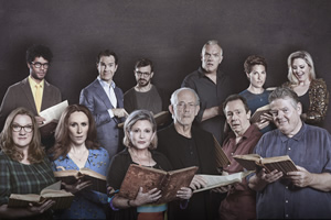 Crackanory. Image shows from L to R: Sarah Millican, Richard Ayoade, Catherine Tate, Jimmy Carr, Carrie Fisher, Simon Bird, Christopher Lloyd, Greg Davies, Paul Whitehouse, Tamsin Greig, Robbie Coltrane, Morgana Robinson. Copyright: Tiger Aspect Productions