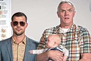 Cuckoo. Image shows from L to R: Dale (Taylor Lautner), Ken (Greg Davies). Copyright: Roughcut Television