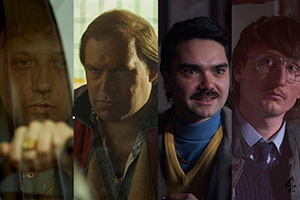 The Curse. Image shows from L to R: Phil 'The Captain' Pocket (Hugo Chegwin), Big Mick Neville (Tom Davis), Albert Fantoni (Allan Mustafa), Sidney Wilson (Steve Stamp). Copyright: Shiny Button Productions